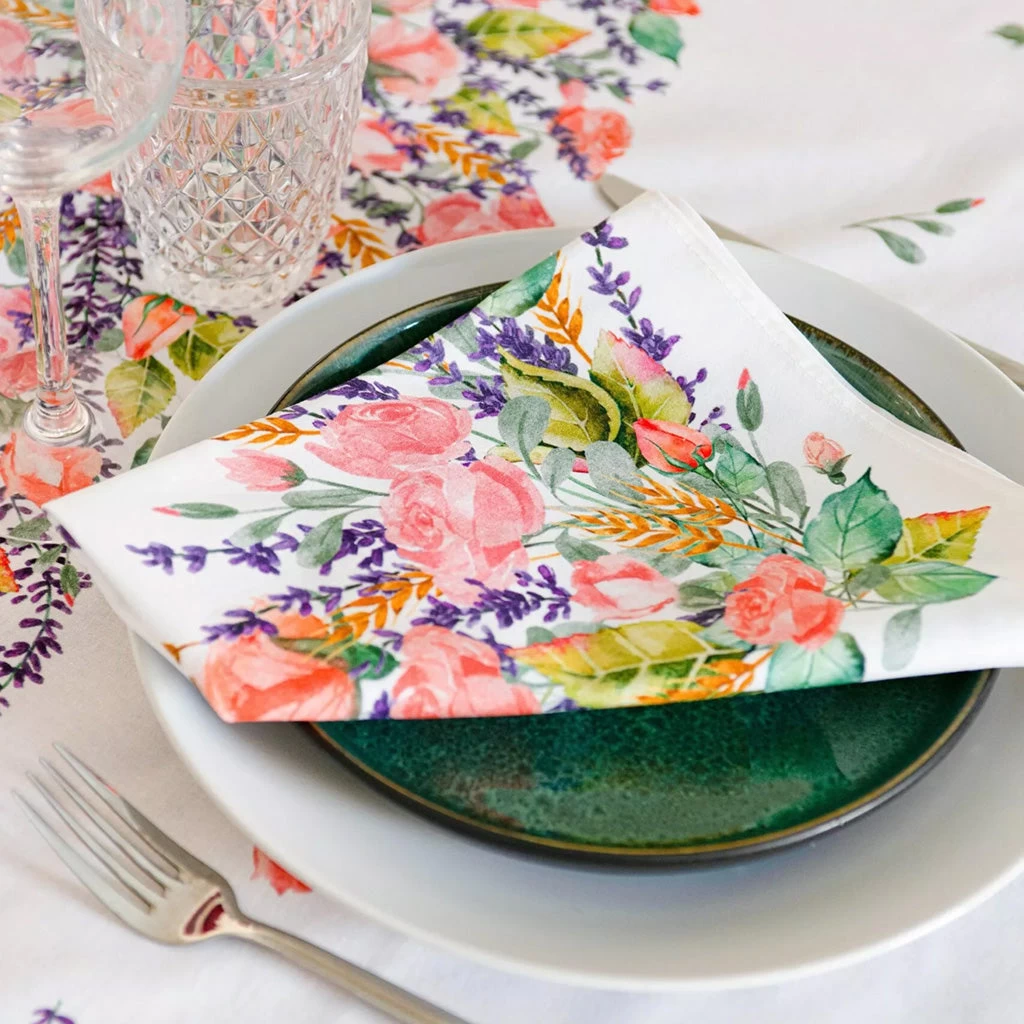 Grasse White Provence Cotton Napkin By Tissus Toselli - Image 3