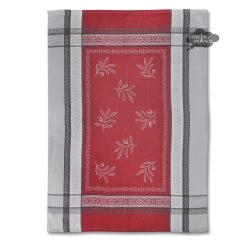 Olivia Gray & Red Cotton Jacquard Dish Towel By Tissus Toselli