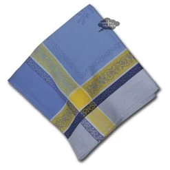 Olivia Blue & Yellow French Cotton Jacquard Napkin By Tissus Toselli