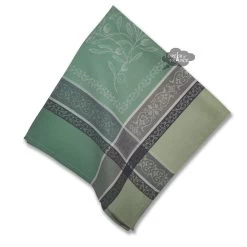 Olivia Green French Cotton Jacquard Napkin By Tissus Toselli