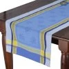 20x64" Olivia Blue & Yellow Jacquard Cotton Table Runner By Tissus Toselli