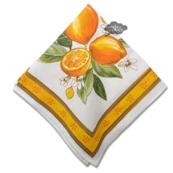 Lemons White Provence Cotton Napkin By Tissus Toselli