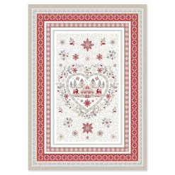 Mistletoe Cream French Cotton Kitchen Towel By Tissus Toselli