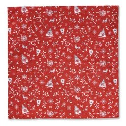 Mistletoe Red French Cotton Napkin By Tissus Toselli