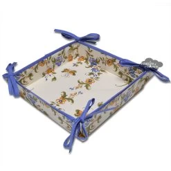 Moustiers Blue & Cream Cotton Bread Basket