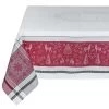62x138" Rectangular Christmas Spirit Gray & Red Jacquard Tablecloth By Tissus Toselli
