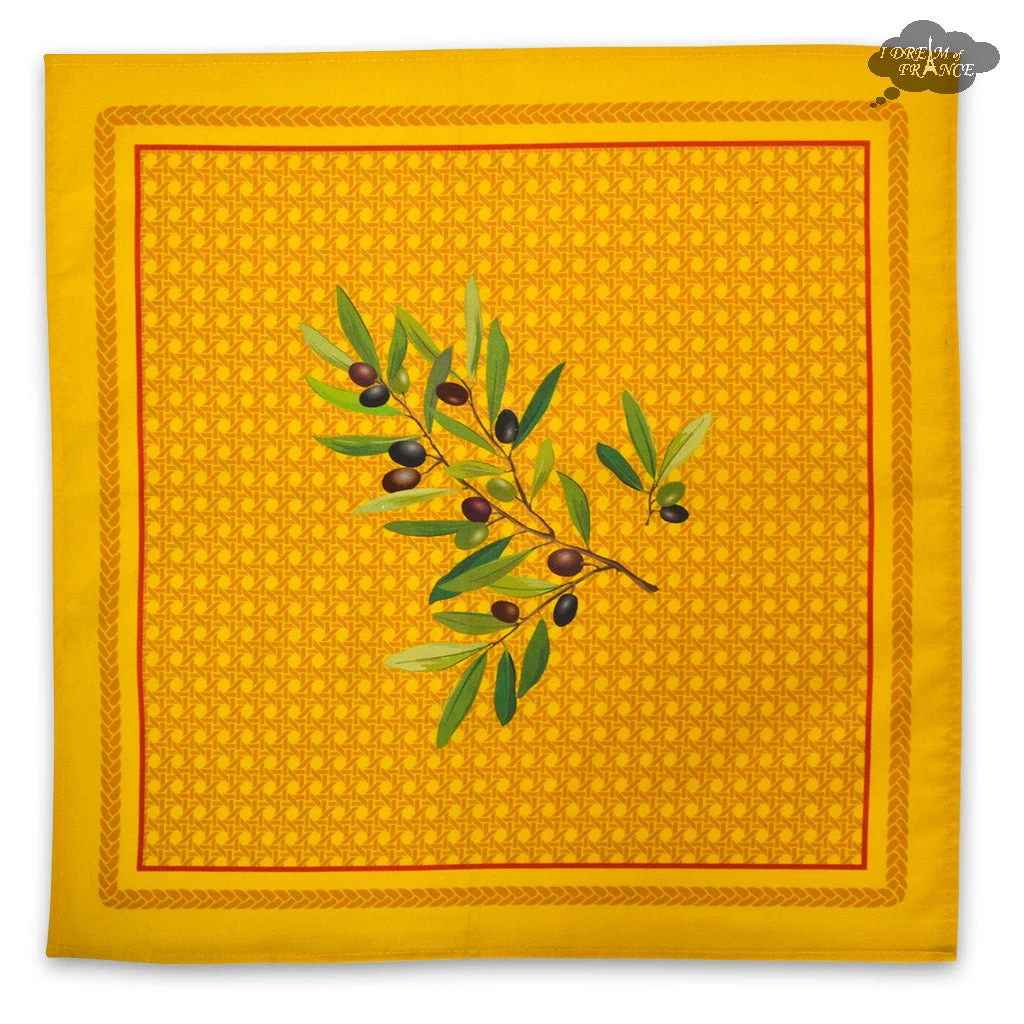 Nyons Yellow & Red Provence Cotton Napkin By Tissus Toselli - Image 2