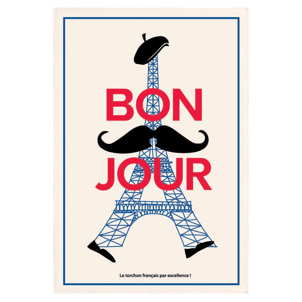 Bonjour French Cotton Tea Towel By Winkler Torchons Et Bouchons